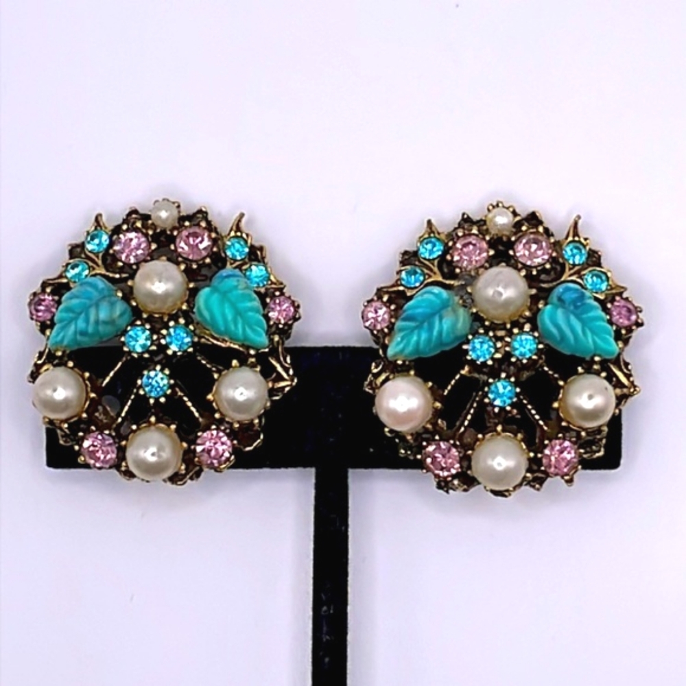 Vintage Unsigned Florenza Clip-on Earrings